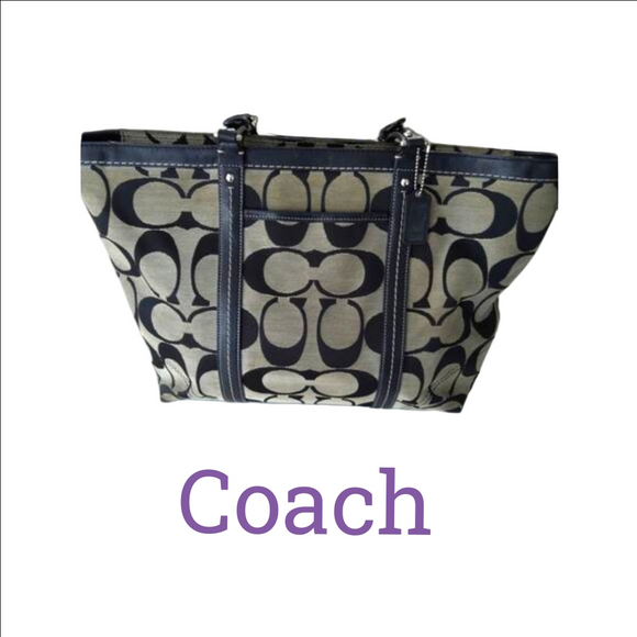 Y2K Authentic Coach tote w/tag Jacquard black/Gray original logo Old Money Chic - Picture 1 of 12